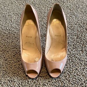 Christian Louboutin Peep Toe Heels Women's Size 37 1/2 in Good Used Condition
